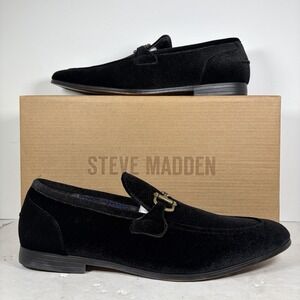Size‎ 10 Steve Madden Morocco Black Velvet Loafers With Box